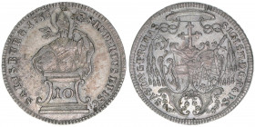 Sigismund III. Graf Schrattenbach 1753-1771
Erzbistum Salzburg. 10 Kreuzer, 1758. Typ Girlande
Salzburg
3,85g
Zöttl 3058, Probszt 2337
vz