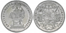 Sigismund III. Graf Schrattenbach 1753-1771
Erzbistum Salzburg. 10 Kreuzer, 1754. Typ Girlande und Klee
Salzburg
3,91g
Zöttl 3057, Probszt 2333
stfr