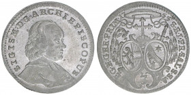 Sigismund III. Graf Schrattenbach 1753-1771
Erzbistum Salzburg. Portraitgroschen, 1755. vgl. Künker 206, 390 vz 600 + Z.
Salzburg
1,63g
Zöttl 3079, Pr...