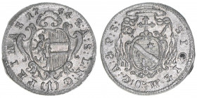 Sigismund III. Graf Schrattenbach 1753-1771
Erzbistum Salzburg. 1 Kreuzer, 1754. Salzburg
0,83g
Zöttl 3088, Probszt 2360
vz/stfr