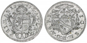 Sigismund III. Graf Schrattenbach 1753-1771
Erzbistum Salzburg. 1 Kreuzer, 1757. Salzburg
0,71g
Zöttl 3091, Probszt 2363
vz+
