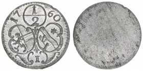 Sigismund III. Graf Schrattenbach 1753-1771
Erzbistum Salzburg. 1/2 Kreuzer, 1760. Salzburg
0,49g
Zöttl 3100, Probszt 2372
stfr