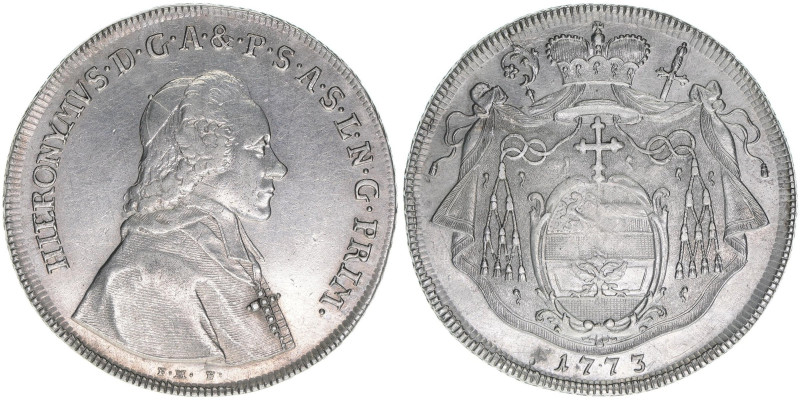 Hieronymus Graf Colloredo 1772-1803
Erzbistum Salzburg. Taler, 1773 F.M.F.. sehr...