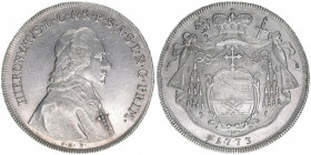 Hieronymus Graf Colloredo 1772-1803
Erzbistum Salzburg. Taler, 1773 F.M.F.. sehr selten
Salzburg
27,93g
Zöttl 3205, Probszt 2426, BR 4491
ss/vz