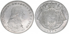 Hieronymus Graf Colloredo 1772-1803
Erzbistum Salzburg. Taler, 1774. ohne Signatur!
Salzburg
27,85g
Zöttl 3207, Probszt 2427
vz