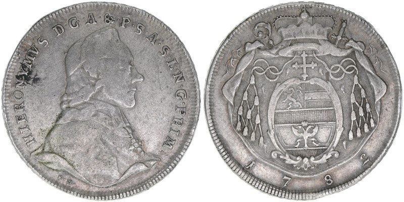 Hieronymus Graf Colloredo 1772-1803
Erzbistum Salzburg. Taler, 1782. Signatur FM...