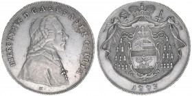 Hieronymus Graf Colloredo 1772-1803
Erzbistum Salzburg. 1/2 Taler, 1773. Salzburg
14,00g
Zöttl 3250, Probszt 2460
vz