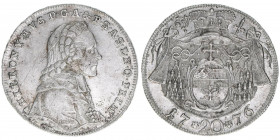 Hieronymus Graf Colloredo 1772-1803
Erzbistum Salzburg. 20 Kreuzer, 1776. Salzburg
6,67g
Zöttl 3266, Probszt 2474
ss/vz