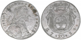 Hieronymus Graf Colloredo 1772-1803
Erzbistum Salzburg. 20 Kreuzer, 1784. Salzburg
6,64g
Zöttl 3274, Probszt 2482
ss/vz
