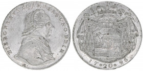 Hieronymus Graf Colloredo 1772-1803
Erzbistum Salzburg. 20 Kreuzer, 1796. Salzburg
6,69g
Zöttl 3289, Probszt 2494
vz+