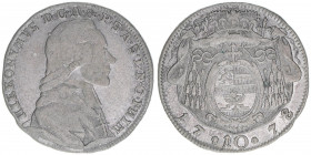 Hieronymus Graf Colloredo 1772-1803
Erzbistum Salzburg. 10 Kreuzer, 1778. selten
Salzburg
3,75g
Zöttl 3299, Probszt 2509
ss