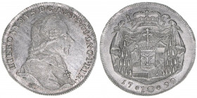 Hieronymus Graf Colloredo 1772-1803
Erzbistum Salzburg. 10 Kreuzer, 1799. selten
Salzburg
3,89g
Zöttl 3319, Probszt 2524
vz
