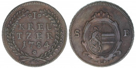 Hieronymus Graf Colloredo 1772-1803
Erzbistum Salzburg. 1 Kreuzer, 1784. Salzburg
6,09g
Zöttl 3344, Probszt 2549
vz