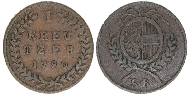 Hieronymus Graf Colloredo 1772-1803
Erzbistum Salzburg. 1 Kreuzer, 1790. Salzbur...