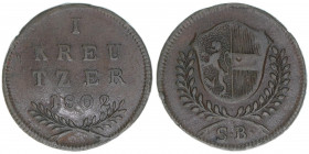 Hieronymus Graf Colloredo 1772-1803
Erzbistum Salzburg. 1 Kreuzer, 1802. Salzburg
4,84g
Zöttl 3356, Probszt 2561
ss/vz