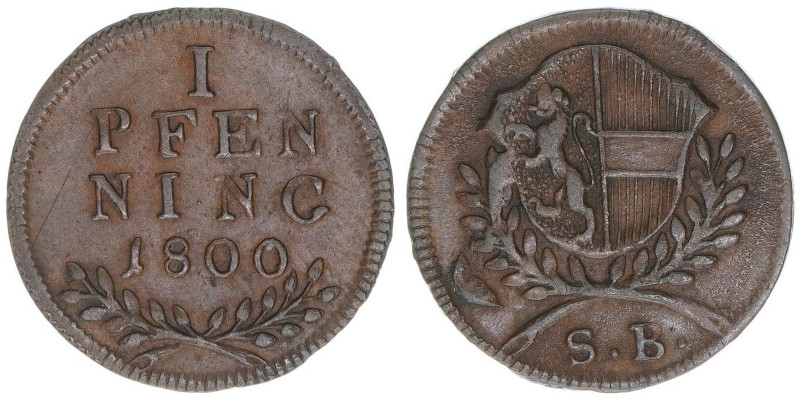 Hieronymus Graf Colloredo 1772-1803
Erzbistum Salzburg. Pfennig, 1800. Lorbeer k...