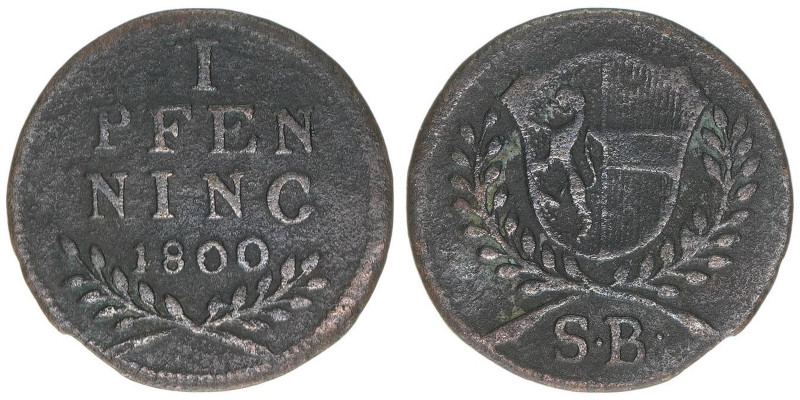 Hieronymus Graf Colloredo 1772-1803
Erzbistum Salzburg. Pfennig, 1800. Lorbeer h...
