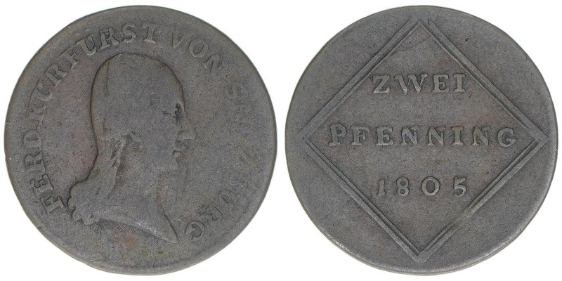Kurfürst Erzherzog Ferdinand 1803-1806
Salzburg. 2 Pfennige, 1805. Salzburg
2,68...