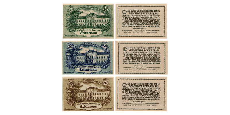 Eckartsau
Eckartsau. 30 Heller, 50 Heller, 80 Heller. Kodnar, Künstner 149