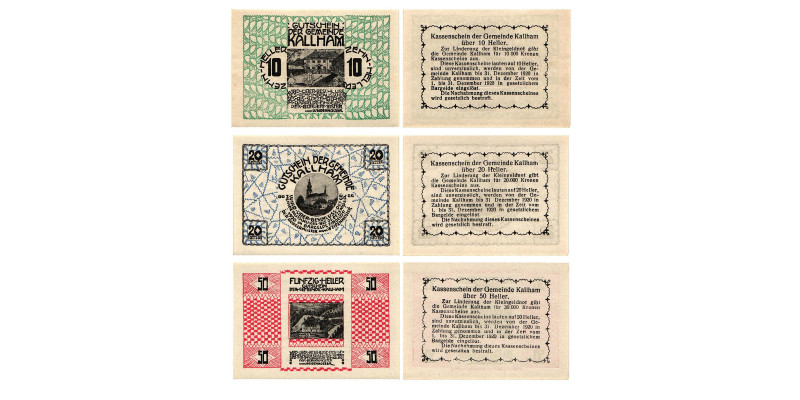 Kallham
Kallham. 10 Heller, 20 Heller, 50 Heller. Kodnar, Künstner 422