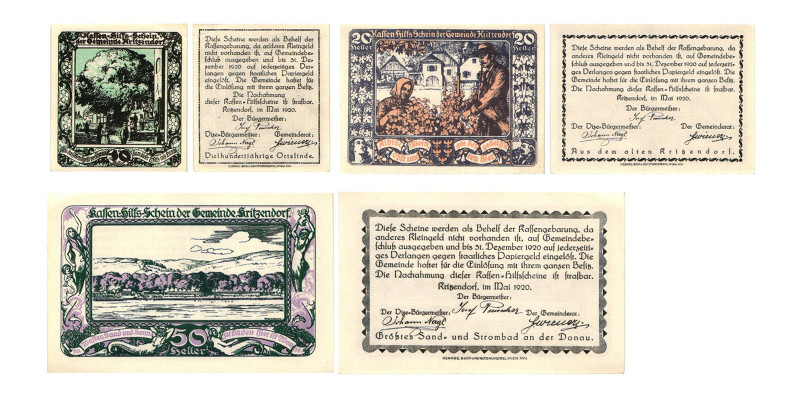 Kritzendorf
Kritzendorf. 10 Heller, 20 Heller, 50 Heller. Kodnar, Künstner 484