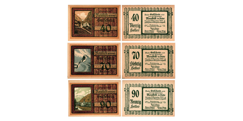 Neustift im Stubai
Neustift im Stubai. 40 Heller, 70 Heller, 90 Heller. Kodnar, ...