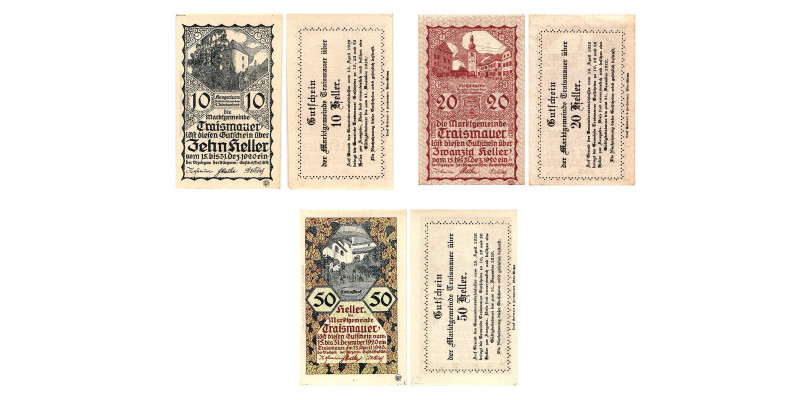 Traismauer
Traismauer. 10 Heller, 20 Heller, 50 Heller. Kodnar, Künstner 1078