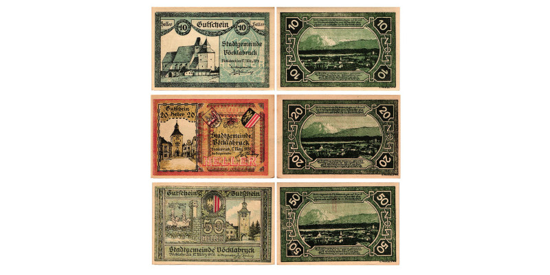 Vöcklabruck
Vöcklabruck. 10 Heller, 20 Heller, 50 Heller. Kodnar, Künstner 1116...