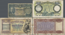 Albania: Banka e Shtetit Shqiptar, provisional overprint issue ND(1945), lot with 3 banknotes 20 Franka Ari (P.12b, F- with small tears), 20 Franga (P...