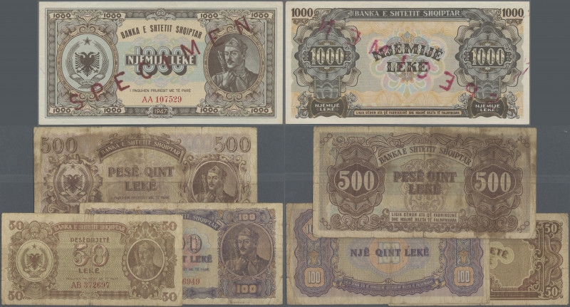 Albania: Banka e Shtetit Shqiptar – Soldier 1947 series, lot with 4 banknotes 50...