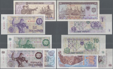 Albania: Banka e Shtetit Shqiptar, lot with 5 banknotes, series 1991-1992 Leke-Valute, including 100 Leke 1991 (P.47a, VF), 1 Lek Valute 1992 (P.48A, ...