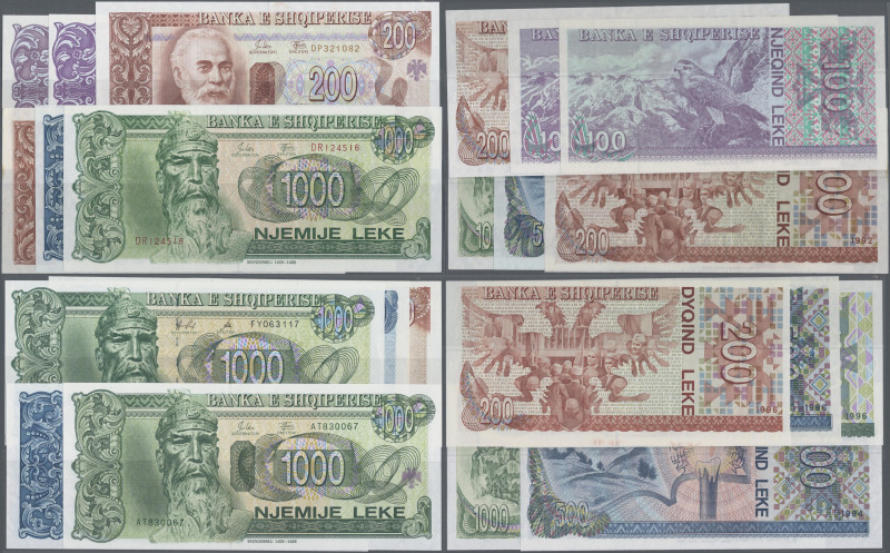 Albania: Banka e Shqiperise, lot with 11 banknotes, series 1992-1996, comprising...