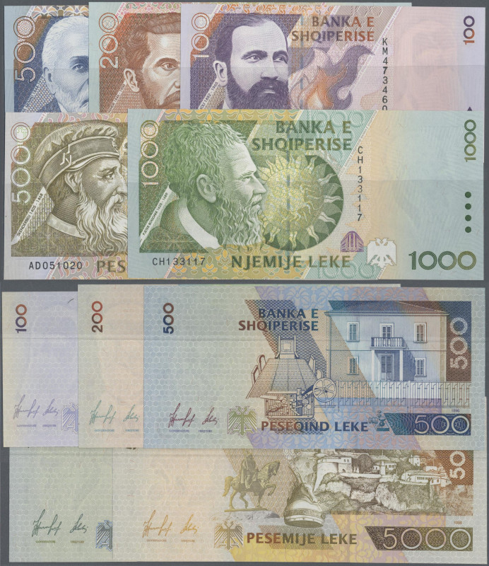Albania: Banka e Shqiperise, set with 5 banknotes series 1996 with 100, 200, 500...