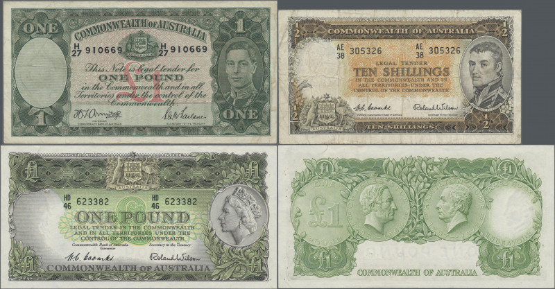 Australia: Commonwealth Bank of Australia, set with 3 banknotes comprising 10 Sh...