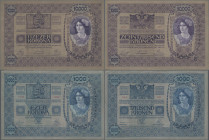 Austria: Oesterreichisch-ungarische Bank very nice and rare pair with 1000 Kronen 1902 with Hungarian text ”Ezer Korona” on back (P.8b, XF) and 10.000...