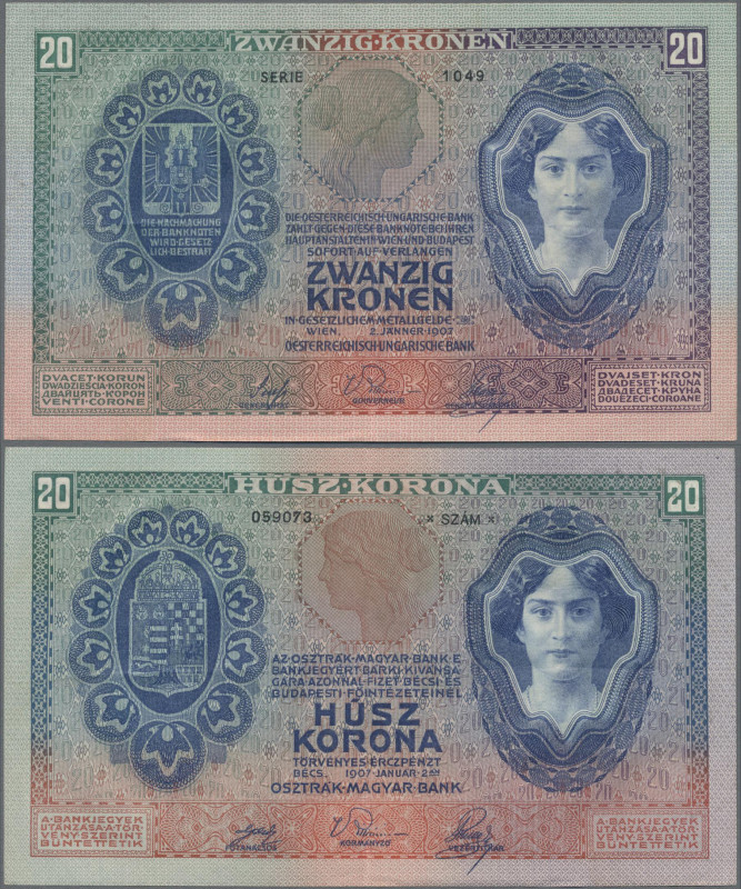 Austria: Oesterreichisch-ungarische Bank 20 Kronen 1907, P.10, excellent conditi...