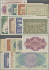 Austria: Alliierte Militärbehörde 1944-1945, lot with 9 banknotes, containing 50 Groschen (P.102b, XF), 1 Schilling (P.103b, VF), 2 Schilling (P.104b,...