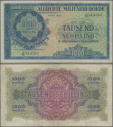 Austria: Alliierte Militärbehörde 1000 Schilling 1944, P.111, great note in nice condition, slightly toned paper and a few folds, Condition: F/F+.
 [...