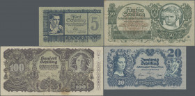 Austria: Oesterreichische Nationalbank, lot with 10 banknotes, including 2x 10 Schilling 29th May 1945 (P.114, aUNC, UNC), 2x 20 Schilling 1945 (P.116...