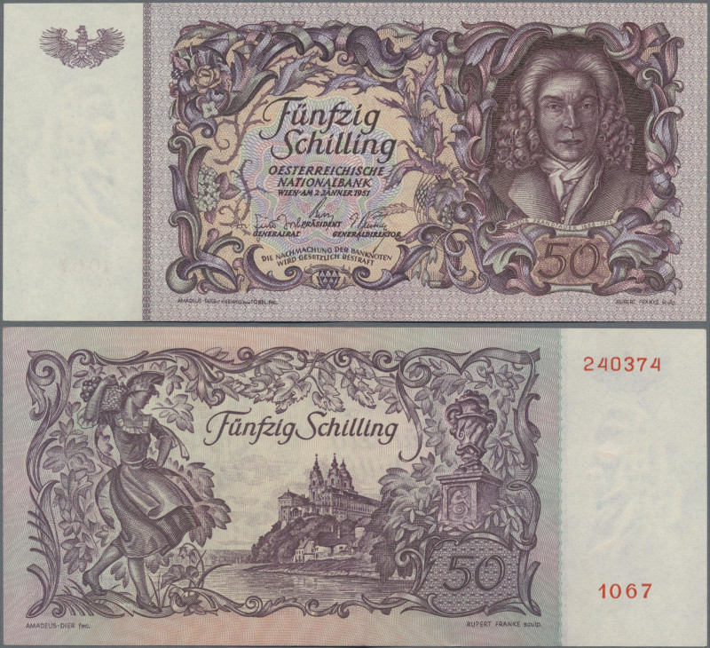 Austria: Oesterreichische Nationalbank 50 Schilling 1951, P.130, Jakob Prandtaue...