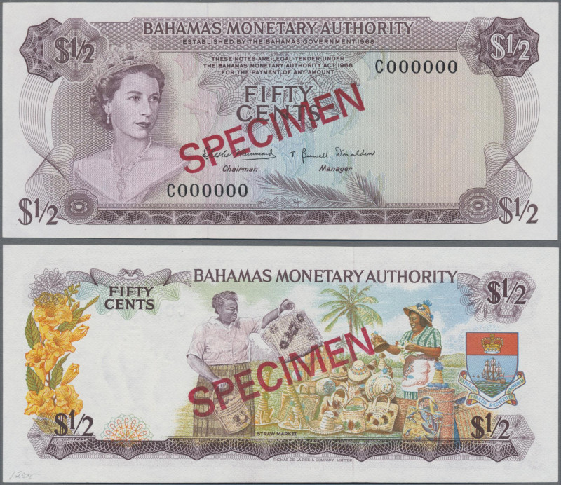 Bahamas: Bahamas Monetary Authority 50 Cents L.1968 SPECIMEN, P.26s in UNC condi...