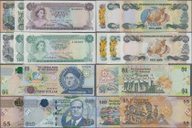 Bahamas: Bahamas Monetary Authority and Central Bank of the Bahamas, lot with 10 banknotes, comprising 50 Cents and 1 Dollar L.1968 (P.26a, 27a, UNC, ...