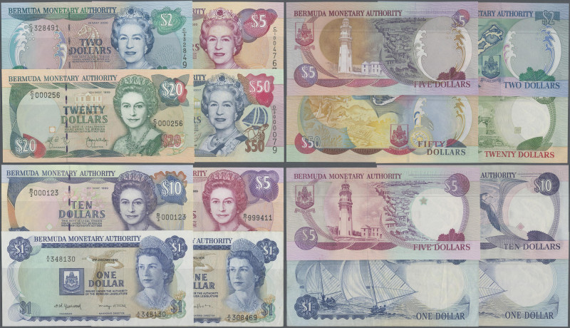 Bermuda: Bermuda Monetary Authority, lot with 8 banknotes 1978-2007, comprising ...
