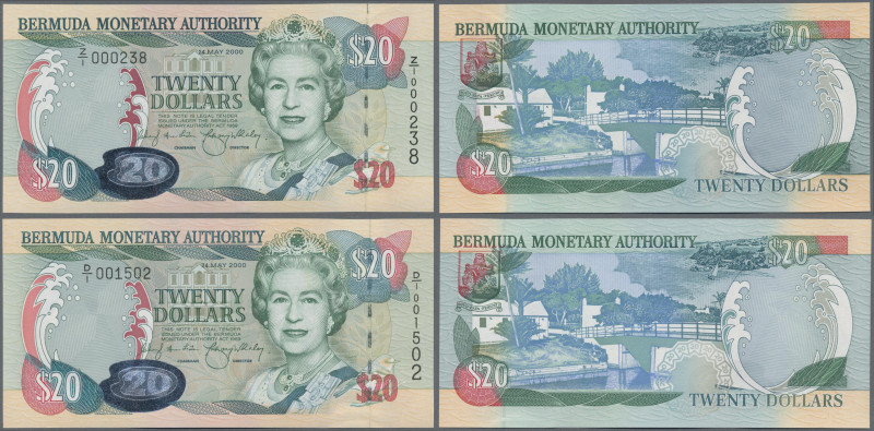 Bermuda: Bermuda Monetary Authority pair with 20 Dollars 24th May 2000 with seri...