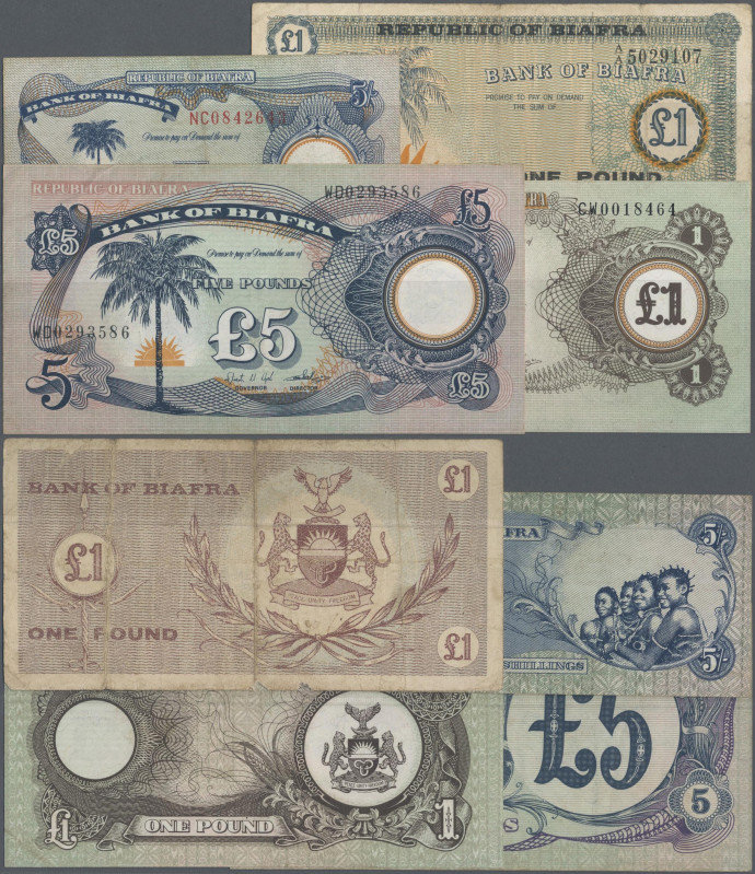 Biafra: Bank of Biafra set with 4 banknotes including 1 Pound ND(1967) (P.2, F- ...