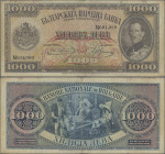 Bulgaria: National Bank of Bulgaria 1000 Leva 1925, P.48 with Portrait of King Boris III, still nice without larger damages, just a few stains and lig...