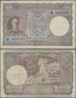 Ceylon: The Government of Ceylon 5 Rupees 1944, P.36, several folds and creases in the paper, lightly stained, but without larger damages, Condition: ...
