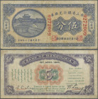 China: Bank of Manchuria 5 Cents 1923 P. S2921, center fold and staining in paper, no holes or tears, condition: F to F+.
 [differenzbesteuert]