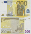 EURO: European Central Bank, first series 2002 with signature DUISENBERG, 200 Euro, prefix X, printers code R001B1, P.6x in UNC condition.
 [differen...