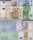 EURO: European Central Bank, first series 2002 with signature DRAGHI, lot with 4 banknotes, comprising 10 Euro (prefix X, printers code P016E6, P.15x....